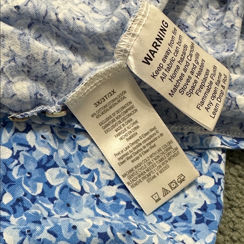 Eileen West Floral Nightgown Lace Trim Cotton / Modal women’s 3X - Picture 4 of 6
